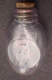 Tiny Scarce Antique Owl Drug Co Oval Pill Bottle w Pic Owl Early Hand