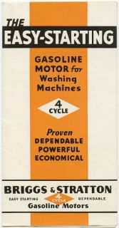 C1925 Pamphlet, Briggs & Stratton Gasoline Motor for Washing Machines