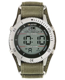 Unlisted Watch, Mens Digital Green Woven Synthetic Cuff Strap 46mm