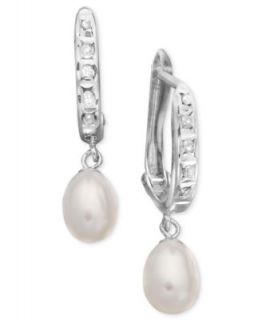 Sterling Silver Earrings, Diamond Accent and Cultured Freshwater Pearl