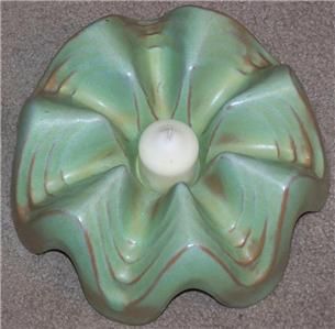 Frankoma Pottery Prairie Green Wai Candle Holder Casserole Warmer with