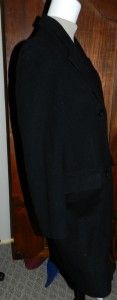 Louben Black Wool Cashmere Blend Mid Length Long Sleeve Coat Jacket
