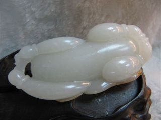19th C White Jade Hetian Nephrite Wealth Baby Netsuke