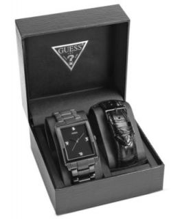 GUESS Watch Set, Mens Diamond Accent Interchangeable Black Ion Plated