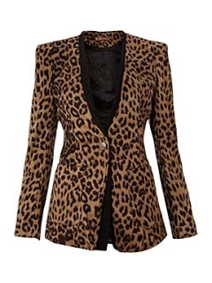 Jolie Moi Leopard print blazer jacket Brown   House of Fraser
