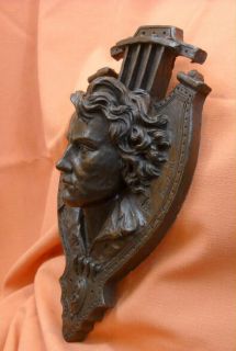 Ludwig Van Beethoven Bronze Sculpture Bust Wall Plaque Decor Rozel