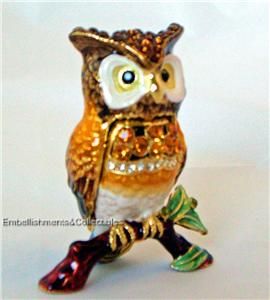Owl Bird Trinket Box Swarovski Crystals RUCINNI
