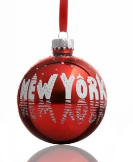 Holiday Lane Christmas Ornament, 3 Red New York Ball