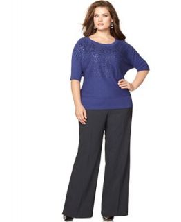 Calvin Klein Plus Size Elbow Sleeve Sequined Sweater & Bowery Wide Leg