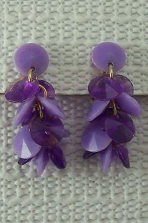 Vintage Purple Clip Earring Lot Dangle Cha Cha Grapes 3 Pair Light