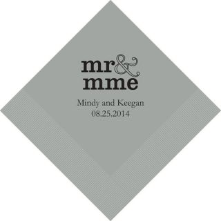 Personalized / Engraved Mr & Mme Printed Beverage / Luncheon Napkins