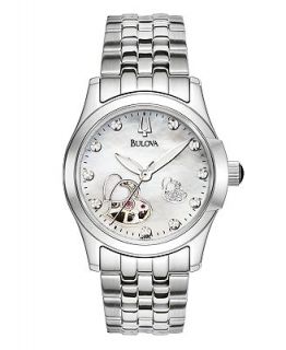 Bulova Watch, Womens Automatic Diamond Accent Stainless Steel