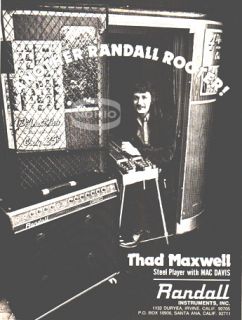 Thad Maxwell Steel Player Mac Davis 70s Randall Amp Ad