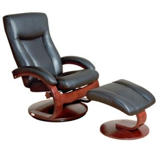 Mac Motion Oslo 54 Series Leather Swivel Euro Recliner and Ottoman Set