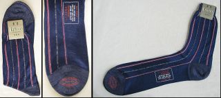 Mens Deadstock Vintage 1950s Socks Lykens Sheer Blue Rayon with