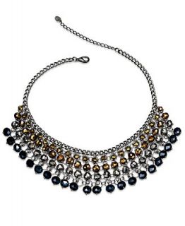 by Ali Khan Necklace, Silver tone Multi Bead Frontal Necklace