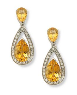 Sterling Silver Earrings, Citrine (5 1/10 ct. t.w.) and Diamond (1/5
