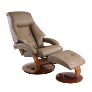Mac Motion 58 Oslo Series Sand Leather Swivel Recliner and Ottoman Set