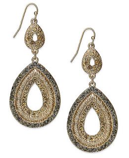 INC International Concepts Earrings, 12k Gold Plated Glass Accent Drop