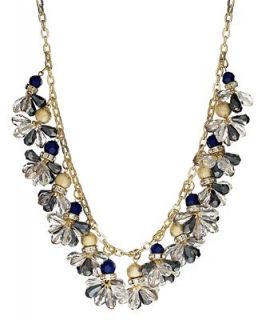 INC International Concepts Necklace, 12k Gold Plated Blue Glass Stone