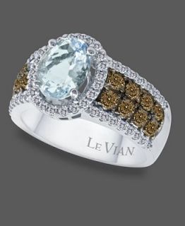 Le Vian 14k White Gold Ring, Aquamarine (1 3/8 ct. t.w.) and Diamond
