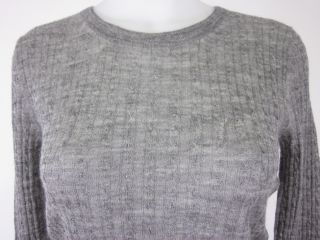 Theory Gray Ribbed Side Button Long Sleeve Sweater s P