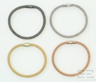 Sterling Silver Gunmental Gold and Copper Magnetic Bracelet Set
