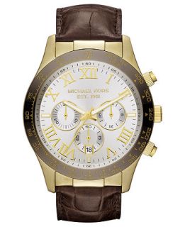 Michael Kors Watch, Mens Chronograph Layton Chocolate Leather Strap