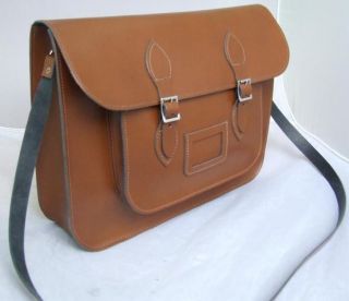 Vintage Large Italian Leather Satchel School Bag Brown