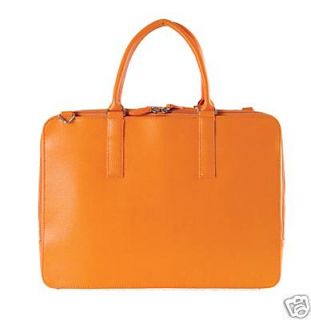 Orange Leather Laptop Bag Case Briefcase Laurige