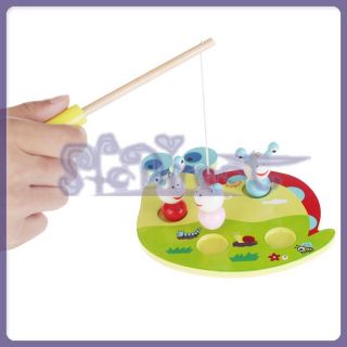 Kids Fun Game MAGNETIC FISHING GAME 3 Snails 1 Pole / Rod Childrens