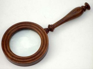 Large Wooden Mahogany Magnifying Glass