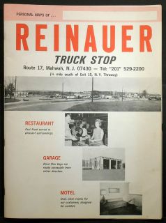 Mahwah NJ Early 1960s REINAUER TRUCK STOP Route 17 US Atlas, great