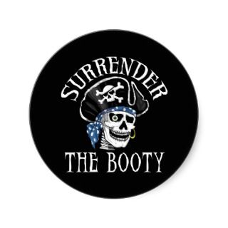 One eyed Pirate Skull and Crossbones Round Sticker