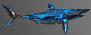 Painted Airbrushed Flamed Replica Fish Mount Mako Shark