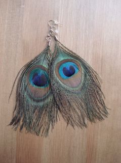 Bohemianchic peacock feather earrings . Bea utiful iridescenttones