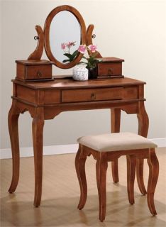 Black White Cherry Oak Make Up Vanity Table Set Dresser Wood Stool