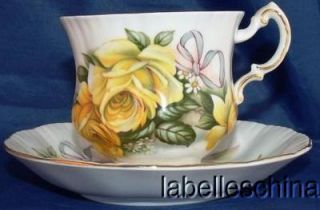 Paragon Teacup and Saucer Wedding Bouquets Golden Rose Blue Bow Gilt