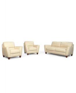 Blair Leather Living Room Furniture, 4 Piece Set (Full Sleeper Sofa