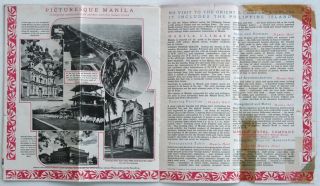 1930s Manila Hotel Travel Brochure Color Map Cartograph Philippine