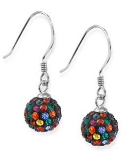 Unwritten Sterling Silver Earrings, Multicolor Crystal Pave Drop