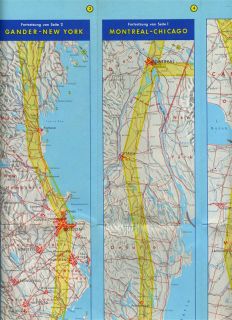 Lufthansa Europe North America Route Maps 1958 German Airline