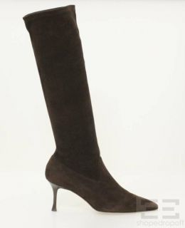 Manolo Blahnik Brown Suede Knee High Heel Boots Size 40
