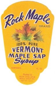Rock Maple Vermont Maple Sap Syrup Label Boston MA