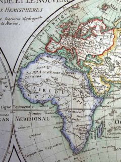 1780 Bonne World Map Pre Cook Cartography 2 Hemispheres