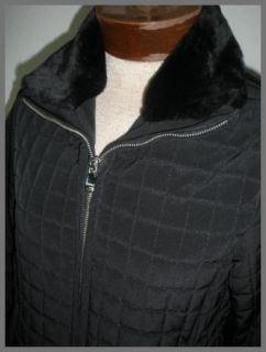 Marc New York Black Quilted Faux Fur Collar Coat Jacket M P Petite