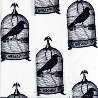 Vintage French Birdcage Black Bird White Muslin Ribbon Handmade 2 75