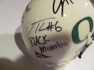 Marcus Mariota deAnthony Thomas Huff Kelly Signed Ducks Mini Helmet
