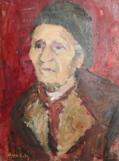 Russian Oil Painting Portrait Signed Mane Katz