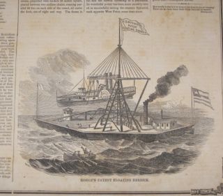 Antique Marine Salvage SHIP Lifting Sunken Steamer 1851
